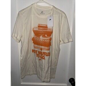 The Nike Tee Hot Waffles To Go Men’s Medium Cream T-Shirt w/ Orange Logo NWT